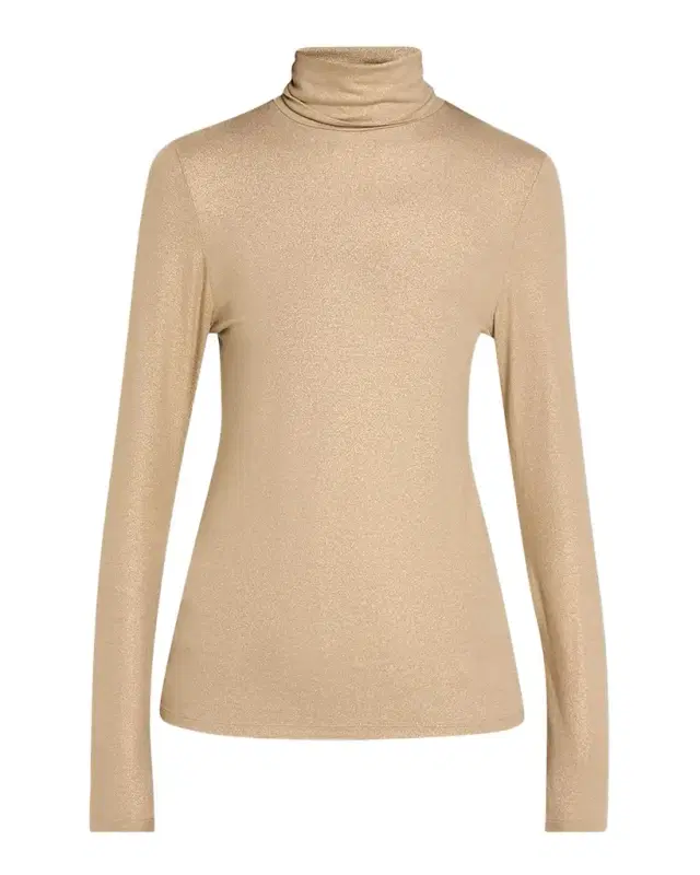 MAJESTIC FILATURES Metallic Long-Sleeve Turtleneck Top