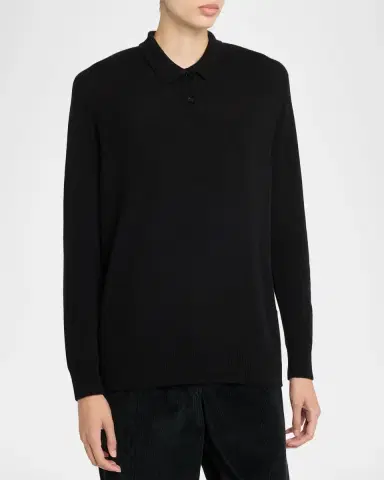 The Row Pashi Cashmere Long-Sleeve Polo Shirt | Thumbnail 4 The Row Pashi Cashmere Long-Sleeve Polo Shirt | Thumbnail 4