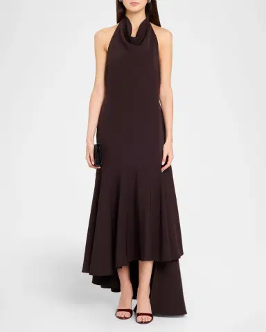Milly Jade Backless Cady Halter Gown | Thumbnail 2 Milly Jade Backless Cady Halter Gown | Thumbnail 2