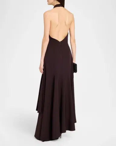 Milly Jade Backless Cady Halter Gown | Thumbnail 3 Milly Jade Backless Cady Halter Gown | Thumbnail 3