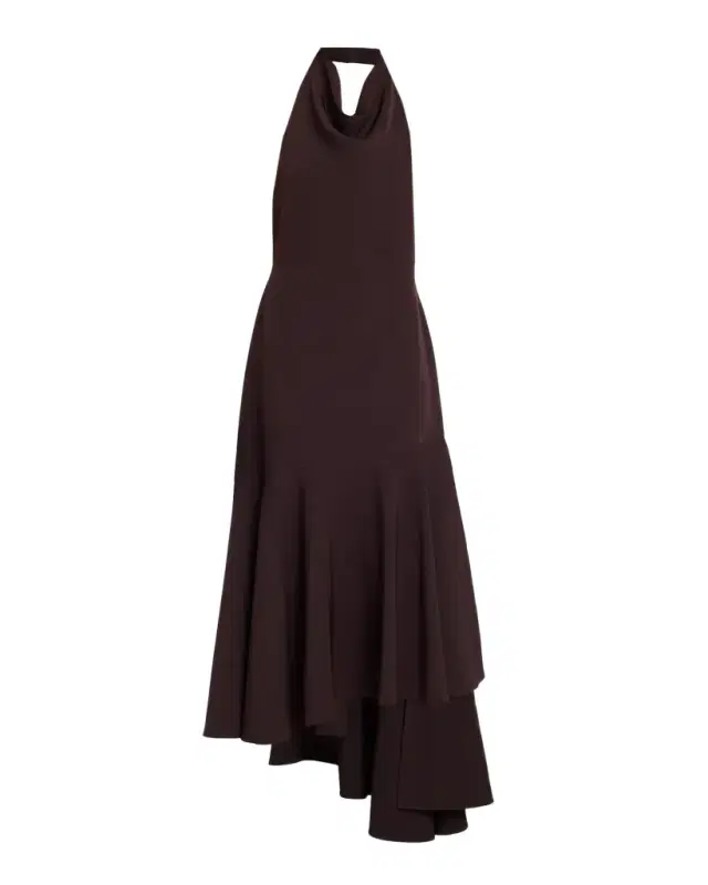 Milly Jade Backless Cady Halter Gown