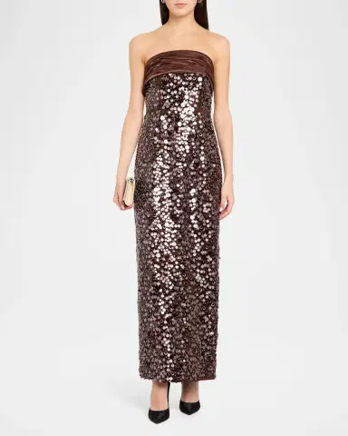 Milly Hana Strapless Sequin Column Maxi Dress | Thumbnail 2 Milly Hana Strapless Sequin Column Maxi Dress | Thumbnail 2