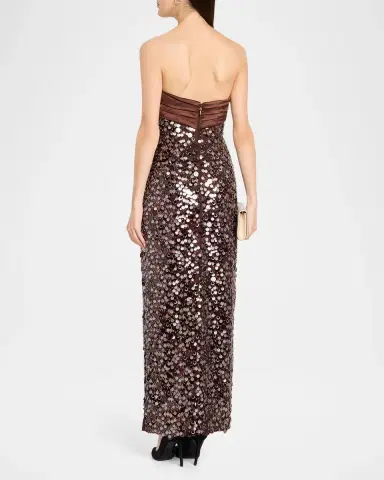 Milly Hana Strapless Sequin Column Maxi Dress | Thumbnail 3 Milly Hana Strapless Sequin Column Maxi Dress | Thumbnail 3