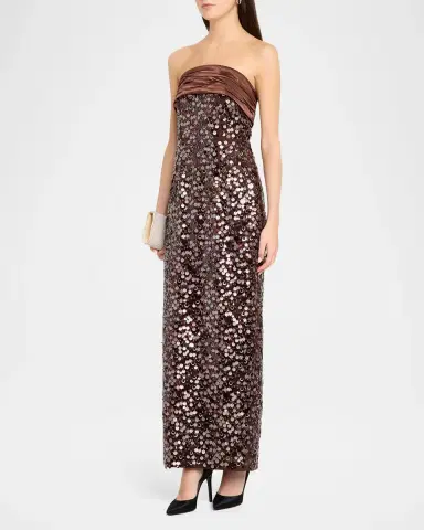 Milly Hana Strapless Sequin Column Maxi Dress | Thumbnail 4 Milly Hana Strapless Sequin Column Maxi Dress | Thumbnail 4