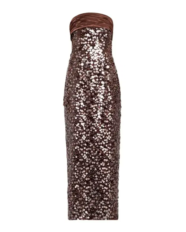 Milly Hana Strapless Sequin Column Maxi Dress