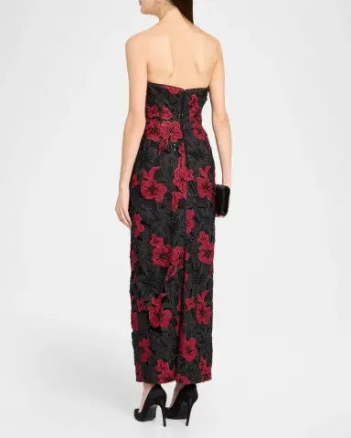 Milly Orion Strapless Grand Floral Column Maxi Dress | Thumbnail 3