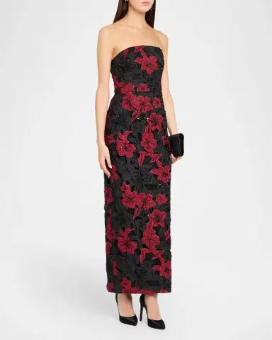 Milly Orion Strapless Grand Floral Column Maxi Dress | Thumbnail 4