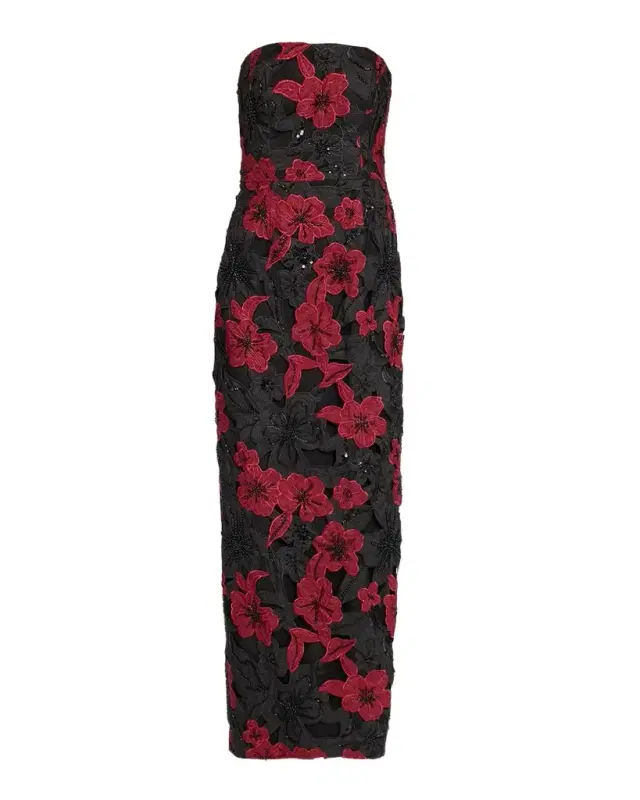 Milly Orion Strapless Grand Floral Column Maxi Dress