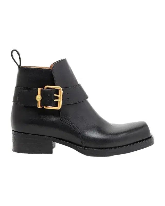 Versace Buckle Leather Boots