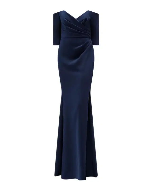 Amsale Stretch Crepe Off-The-Shoulder Gown