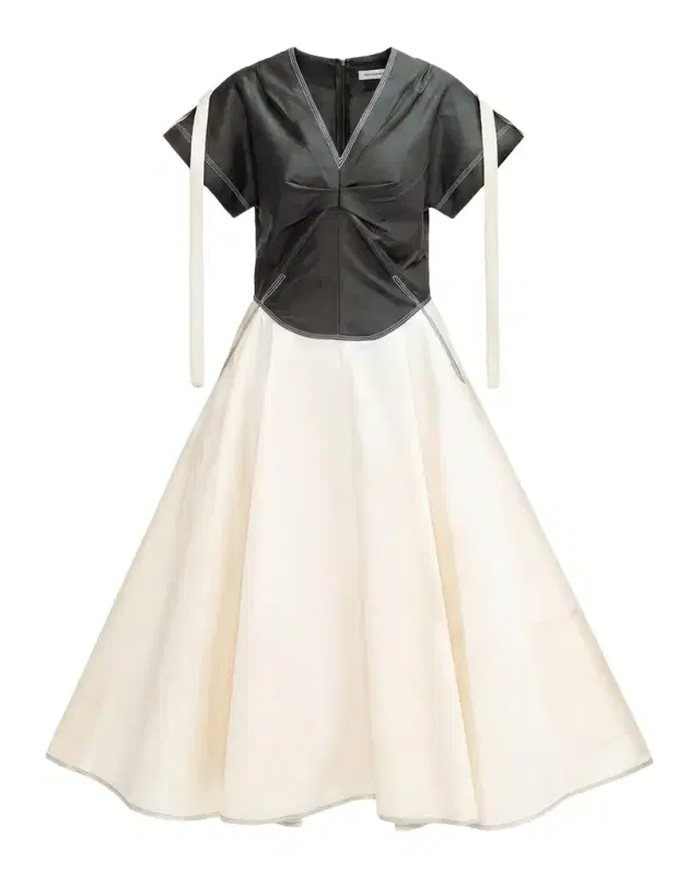 LOVEBIRDS Axis Two Tone A-Line Midi Dress