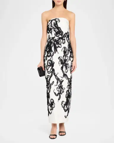 Milly Orion Chiffon Floral-Embroidered Column Maxi Dress | Thumbnail 2
