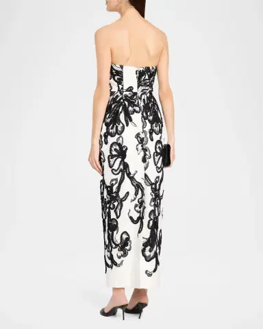 Milly Orion Chiffon Floral-Embroidered Column Maxi Dress | Thumbnail 3