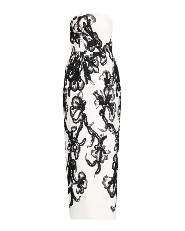 Milly Orion Chiffon Floral-Embroidered Column Maxi Dress