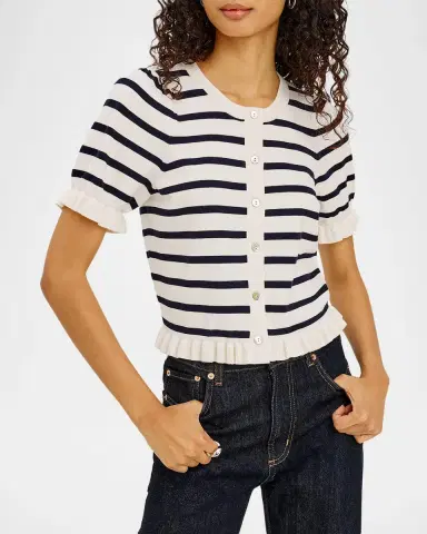 RAILS Lora Striped Ruffled-Trim Cardigan | Thumbnail 4 RAILS Lora Striped Ruffled-Trim Cardigan | Thumbnail 4