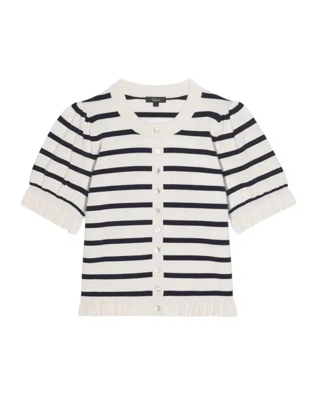 RAILS Lora Striped Ruffled-Trim Cardigan