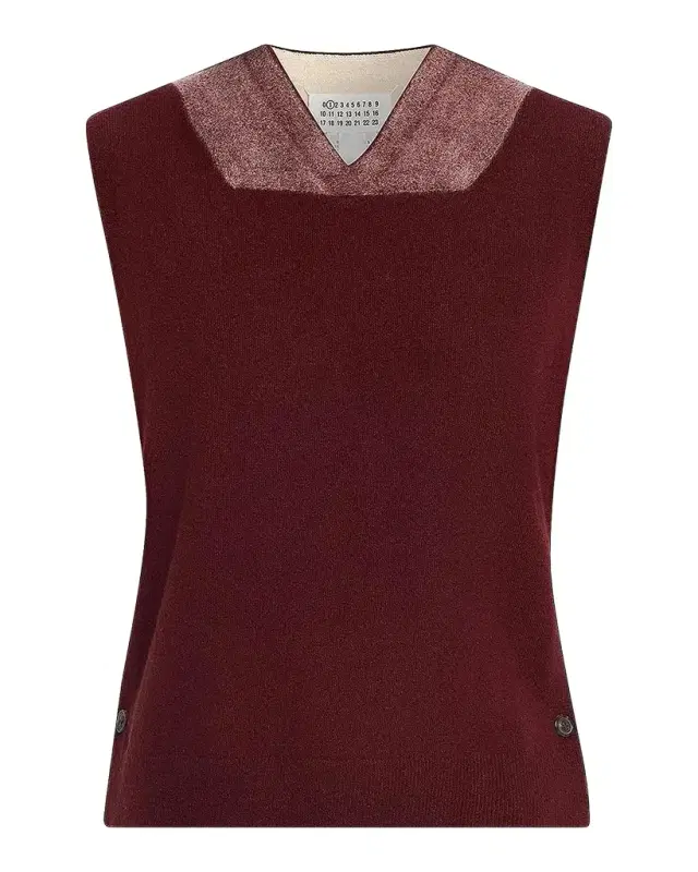 Maison Margiela Two-Tone Virgin Wool Knit Vest