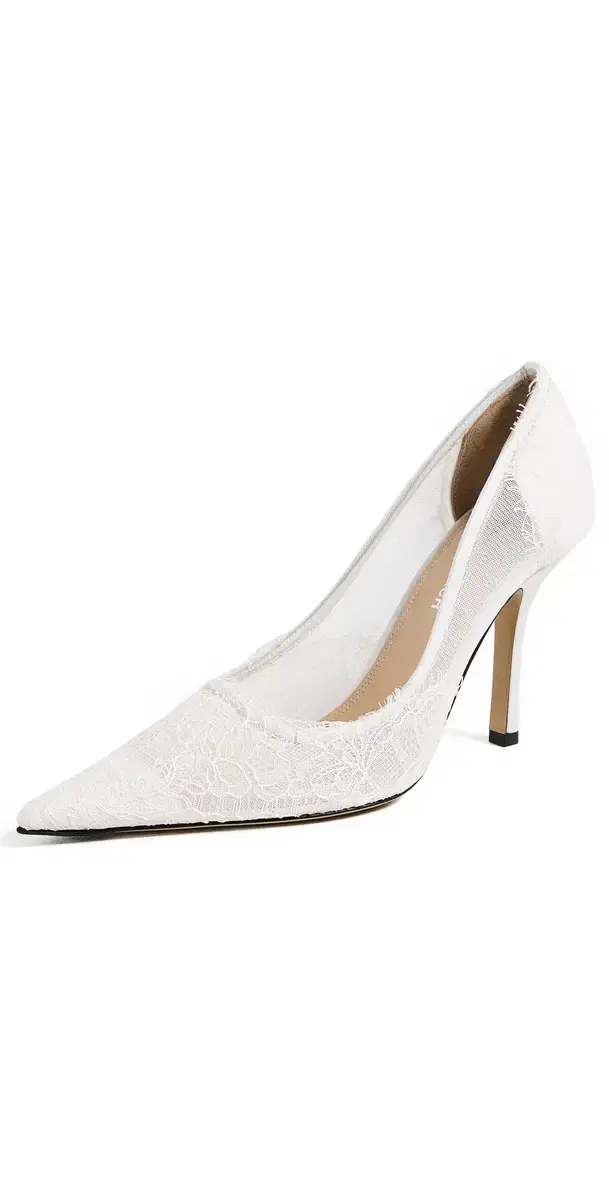 Mach & Mach Devon Chantilly Lace Pumps White