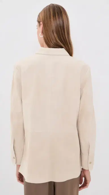 Vince Suede Paneled Button Down Shirt | Thumbnail 3 Vince Suede Paneled Button Down Shirt | Thumbnail 3