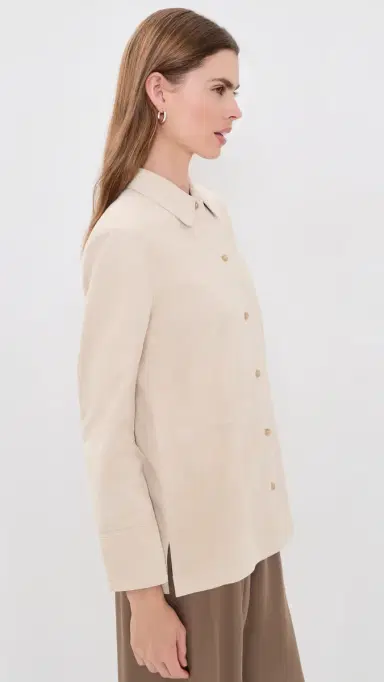 Vince Suede Paneled Button Down Shirt | Thumbnail 4 Vince Suede Paneled Button Down Shirt | Thumbnail 4