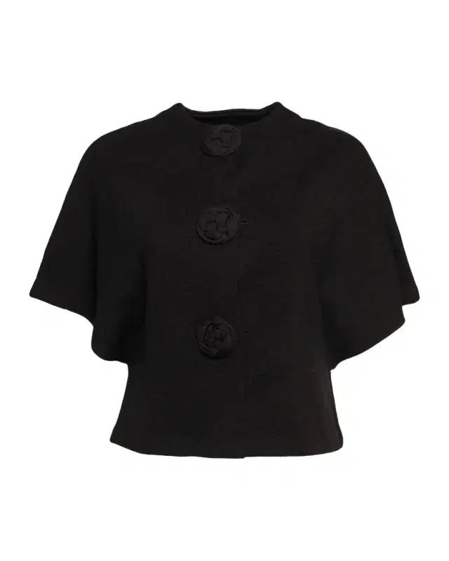 Frances Valentine Carnegie Floral Applique Wool Shrug