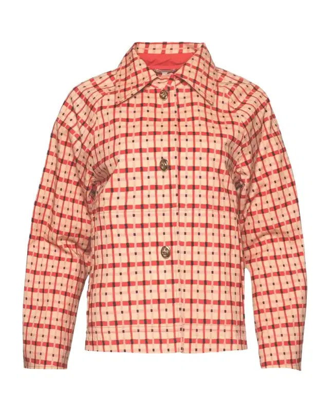 Frances Valentine Spiffy Check-Print Short Trench Coat
