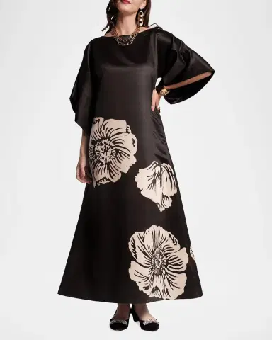 Frances Valentine Spinnaker Floral-Print Satin Maxi Dress | Thumbnail 2 Frances Valentine Spinnaker Floral-Print Satin Maxi Dress | Thumbnail 2