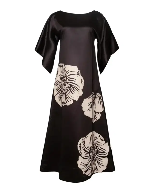 Frances Valentine Spinnaker Floral-Print Satin Maxi Dress