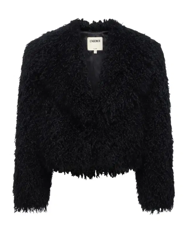 L'Agence Aura Faux-Fur Crop Jacket