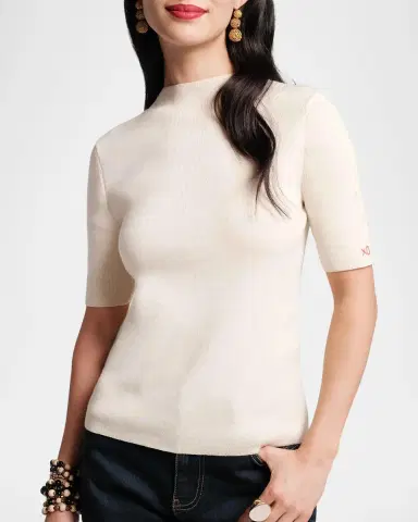 Frances Valentine Marie Mock-Neck Cotton Knit Sweater | Thumbnail 3