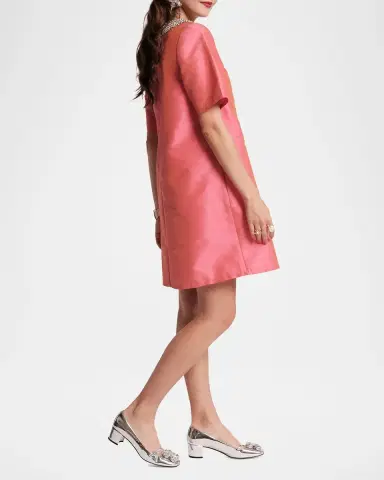 Frances Valentine Tabby Rhinestone-Trim Satin Mini Shift Dress | Thumbnail 5 Frances Valentine Tabby Rhinestone-Trim Satin Mini Shift Dress | Thumbnail 5