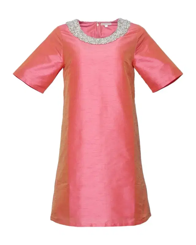 Frances Valentine Tabby Rhinestone-Trim Satin Mini Shift Dress