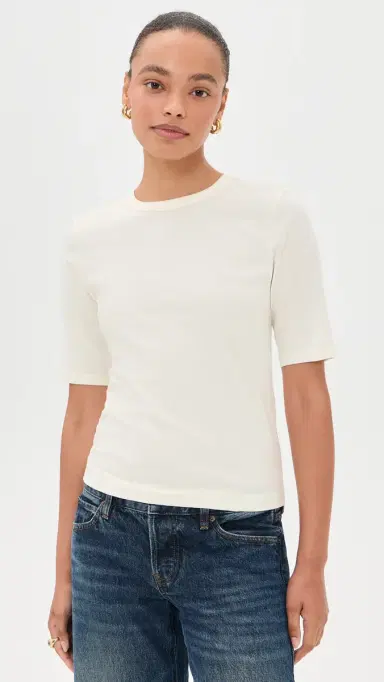 Pistola Melika Quarter Sleeve Crew Neck Tee oft White | Thumbnail 2