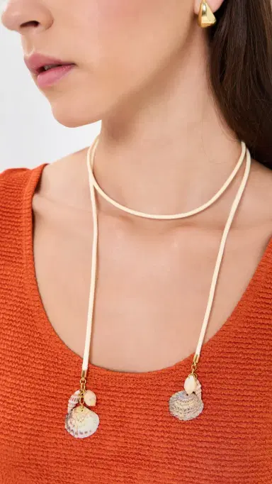 Logan Tay Shell Drop Wrap Necklace White One Size | Thumbnail 3