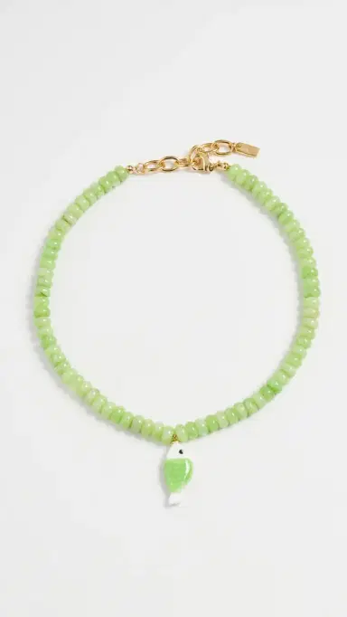 Logan Tay Olive Fish Beaded Necklace Green One Size | Thumbnail 2