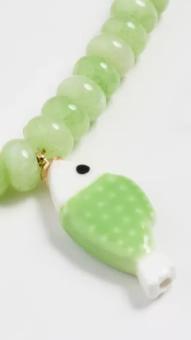 Logan Tay Olive Fish Beaded Necklace Green One Size | Thumbnail 4