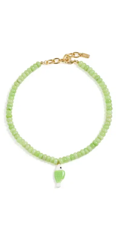 Logan Tay Olive Fish Beaded Necklace Green One Size | Thumbnail 1