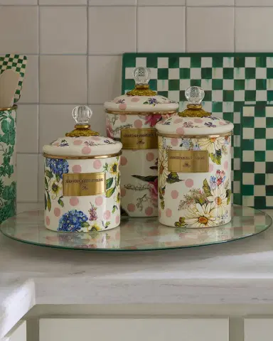 MacKenzie-Childs Wildflowers Pink Large Canister | Thumbnail 3