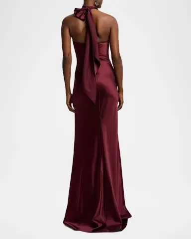 Ralph Lauren Collection Chilton Satin Halter Evening Dress | Thumbnail 3 Ralph Lauren Collection Chilton Satin Halter Evening Dress | Thumbnail 3