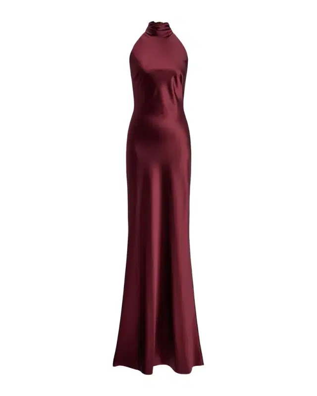 Ralph Lauren Collection Chilton Satin Halter Evening Dress
