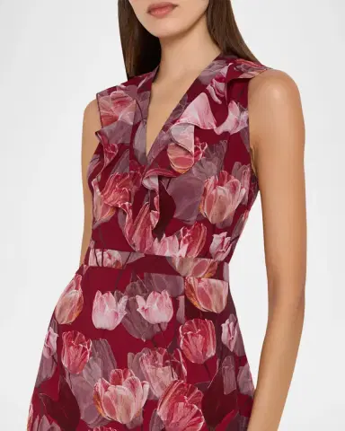 Milly Nanci Floral High-Low Ruffle Midi Dress | Thumbnail 3