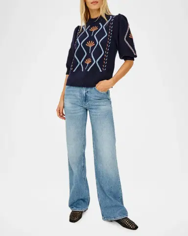 RAILS Addy Floral Cables Mock-Neck Sweater | Thumbnail 2