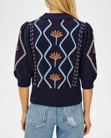 RAILS Addy Floral Cables Mock-Neck Sweater | Thumbnail 3