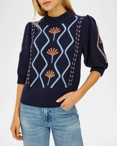 RAILS Addy Floral Cables Mock-Neck Sweater | Thumbnail 4