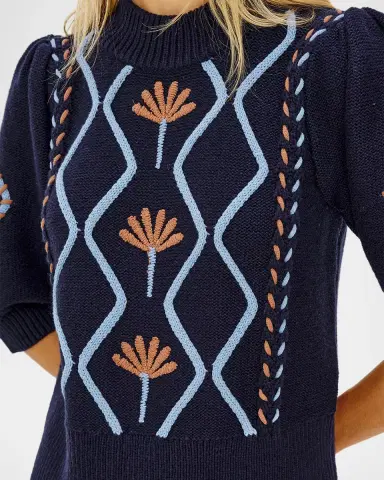 RAILS Addy Floral Cables Mock-Neck Sweater | Thumbnail 5