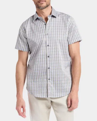 Robert Graham Men's Abbotswell Geometric Stretch-Cotton Short-Sleeve Shirt | Thumbnail 4 Robert Graham Men's Abbotswell Geometric Stretch-Cotton Short-Sleeve Shirt | Thumbnail 4