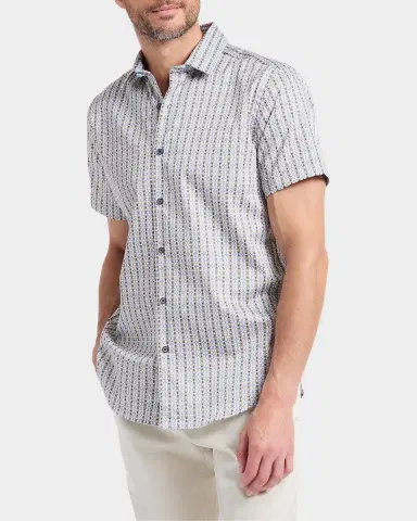 Robert Graham Men's Abbotswell Geometric Stretch-Cotton Short-Sleeve Shirt | Thumbnail 6 Robert Graham Men's Abbotswell Geometric Stretch-Cotton Short-Sleeve Shirt | Thumbnail 6