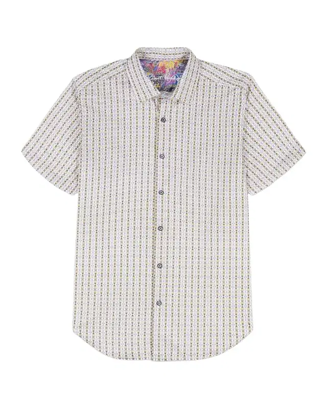 Robert Graham Men's Abbotswell Geometric Stretch-Cotton Short-Sleeve Shirt