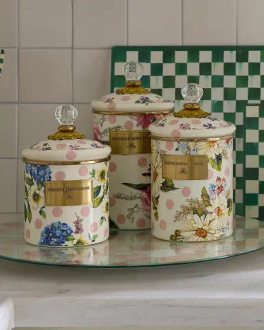 MacKenzie-Childs Wildflowers Pink Medium Canister | Thumbnail 3