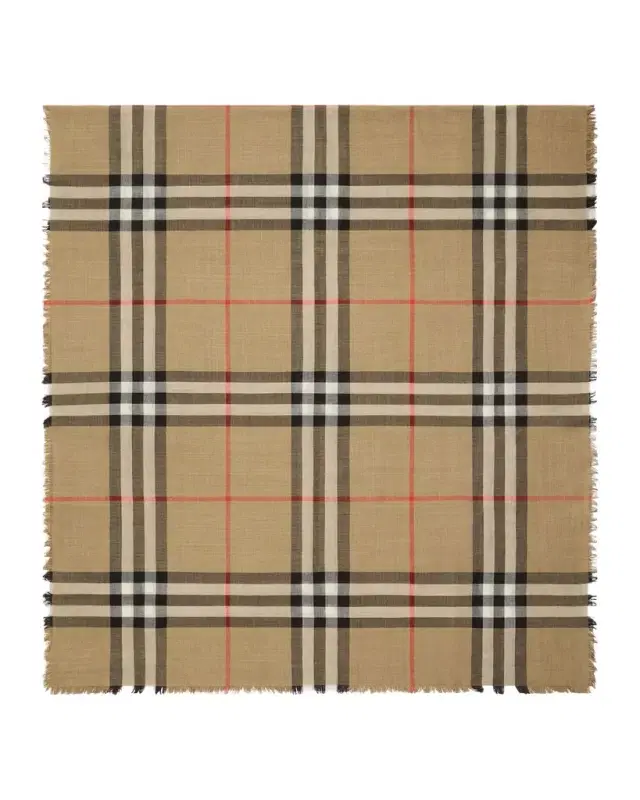 Burberry Reversible Check Wool-Silk Scarf